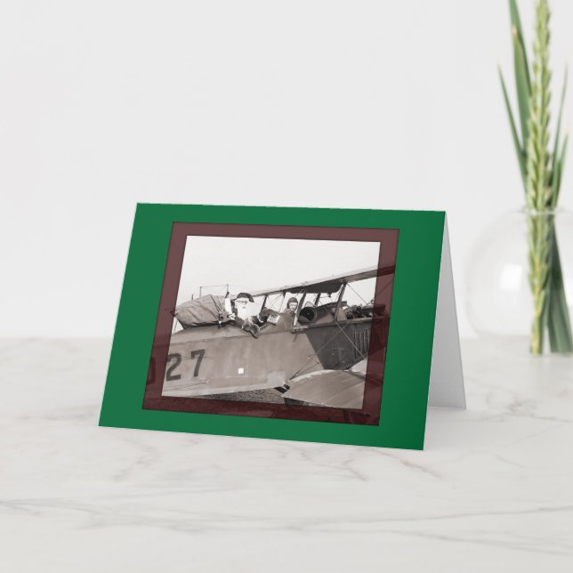 Cartão De Festividades Biplane Santa (Frente)