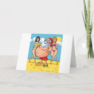 Cartão De Festividades biquíni Beach santa claus