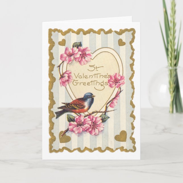 Cartão De Festividades Bird and Bloom St Valentine's Greetings (Frente)