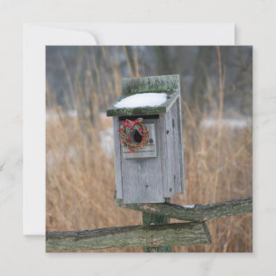 Cartão De Festividades Birdhouse com Holiday Wreath