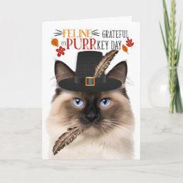 Cartão De Festividades Birman Cat Feline Grateful para PURRkey Day