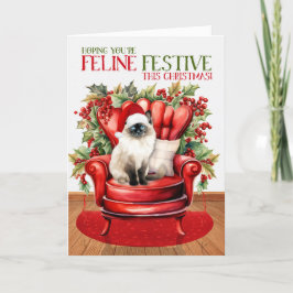 Cartão De Festividades Birman Christmas Cat FELINE Festivo