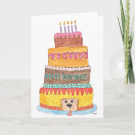 Cartão De Festividades Birthday Cake with Dog