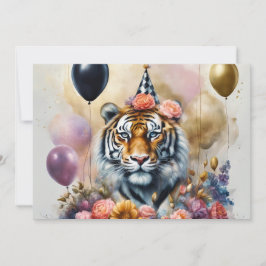 Cartão De Festividades Birthday Card Party Tiger Personalize