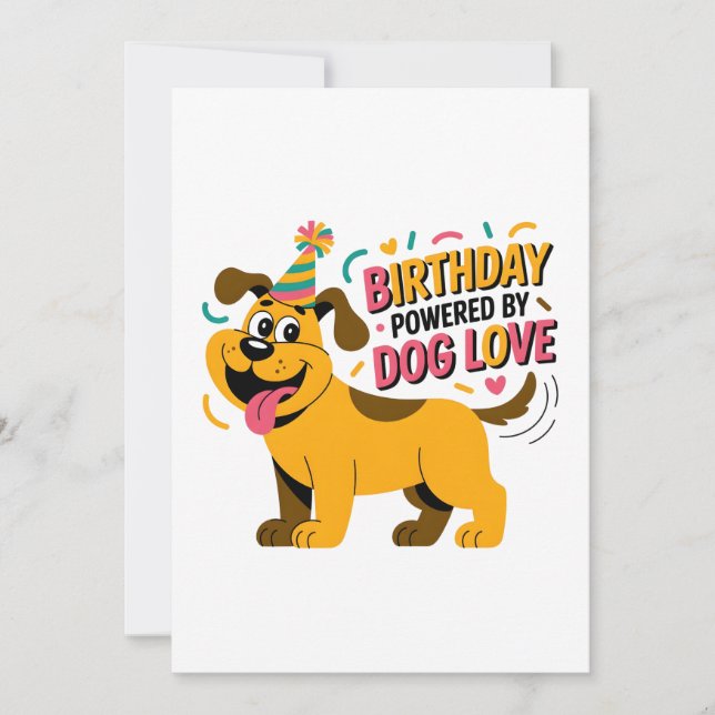 Cartão De Festividades Birthday Dog Love Party Illustration (Frente)