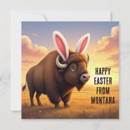 Cartão De Festividades Bisão americana com orelhas de coelho