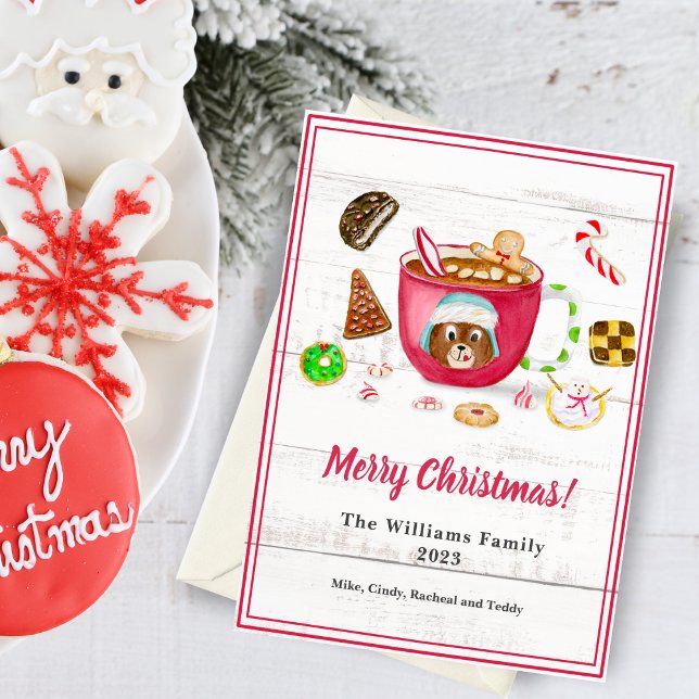 Cartão De Festividades Biscoito de gengibre de chocolate aquarela Festa (Cozy cocoa and Christmas treats, spreading sweet holiday joy digitally!)
