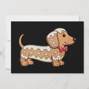 Cartão De Festividades Biscoito de gengibre de Natal do cachorro salsicha