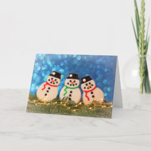 Cartão De Festividades Biscoito de Natal com Homens de Neve