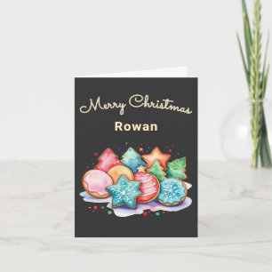 Cartão De Festividades Biscoitos Coloridos Personalizados de Natal