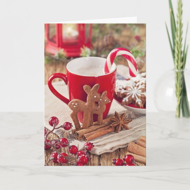 Cartão De Festividades Biscoitos da rena do pão-de-espécie (Frente)