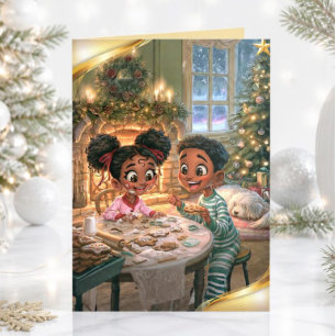 Cartão De Festividades Biscoitos de Natal de Crianças Afro-Americanas Vin