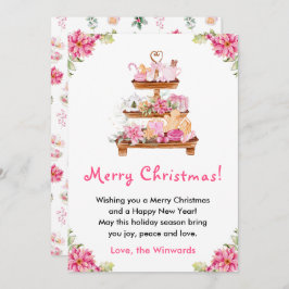 Cartão De Festividades Biscoitos de Natal e Cacau Rosa Feliz Natal