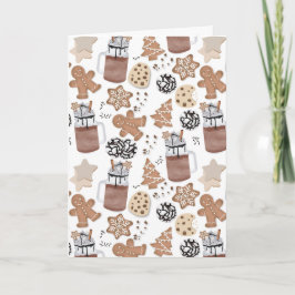Cartão De Festividades Biscoitos de Natal e Chocolate Quente Férias de Co