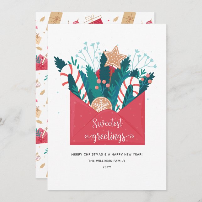 Cartão De Festividades Biscoitos de pão-de-gengibre Natal (Frente/Verso)