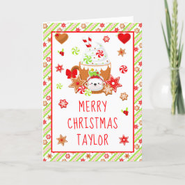 Cartão De Festividades Biscoitos e Cacau Verde Feliz Natal