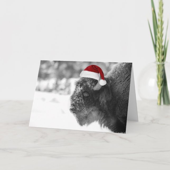 Cartão De Festividades Bison Papai Noel (Frente)
