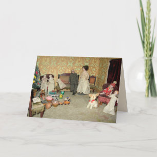 Cartão De Festividades Bisque Dolls at Christmas Card - Customizable