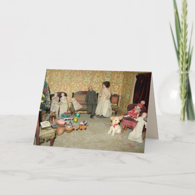 Cartão De Festividades Bisque Dolls at Christmas Card - Customizable (Frente)