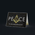 Cartão De Festividades Black and Gold Holiday Masonic Christmas Cards<br><div class="desc">On the look out for unique, classy masonic Christmas cards that can be personalized? Here are stunning black and gold freemasonry holiday cards that you mail out to family and friends this Christmas season! The modern design depicts a gold square and compass logo, creating the letter "A" to complete the...</div>
