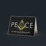Cartão De Festividades Black and Gold Holiday Masonic Christmas Cards<br><div class="desc">On the look out for unique, classy masonic Christmas cards that can be personalized? Here are stunning black and gold freemasonry holiday cards that you mail out to family and friends this Christmas season! The modern design depicts a gold square and compass logo, creating the letter "A" to complete the...</div>