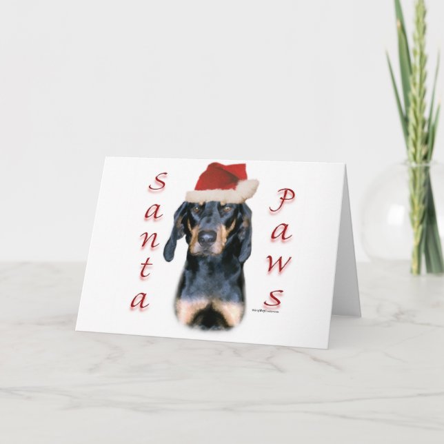 Cartão De Festividades Black and Tan Coonhound Santa Paws (Frente)