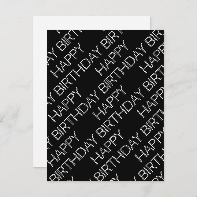 Cartão De Festividades Black and white birthday card (Frente/Verso)