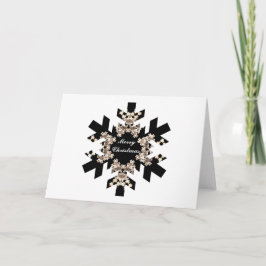 Cartão De Festividades Black and White Fractal Art Snowflakes