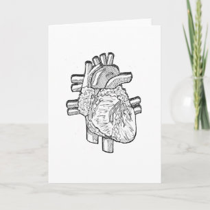 Cartão De Festividades Black and white heart drawing