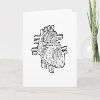 Cartão De Festividades Black and white heart drawing