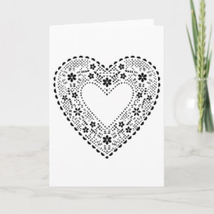 Cartão De Festividades Black and White Lace Heart