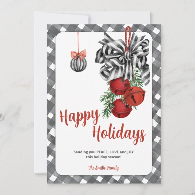 Cartão De Festividades Black and White Noël Christmas Card (Frente)