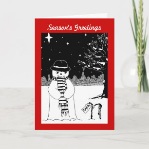 Cartão De Festividades black and white snowman with scarf for christmas