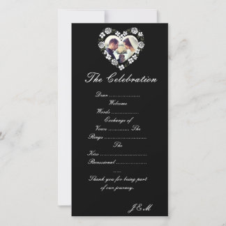 Cartão De Festividades Black and White Wedding Program & Celebration Itin