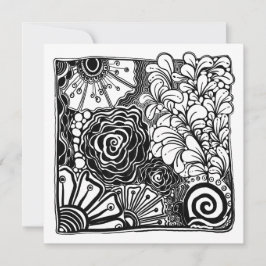 Cartão De Festividades Black And White Zen Floral Patterned Drawing