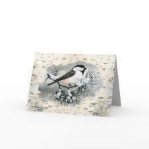 Black Capped Chickadee Bird Birch Bark Background