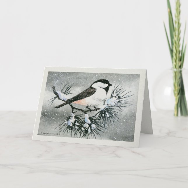 Cartão De Festividades Black Capped Chickadee Bird Texture Look Borders (Frente)