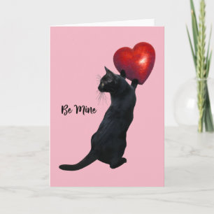 Cartão De Festividades Black Cat Be Mine Valentine's Day Card