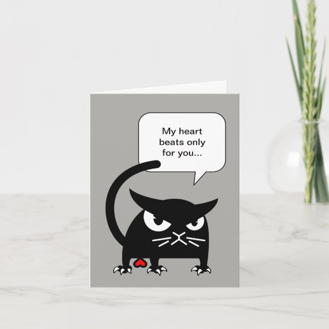 Cartão De Festividades Black Cat Sassy Valentines Day Card | Badd Gato (Frente)