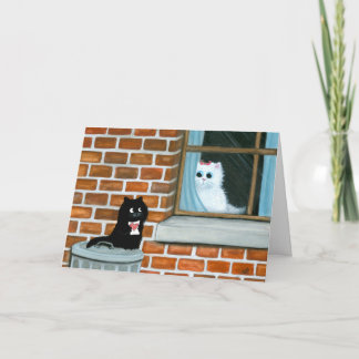 Cartão De Festividades Black Cat Will you be my Valentine Card by Bihrle