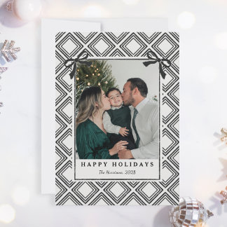 Cartão De Festividades Black Diamond Pattern Holiday Card with Photo