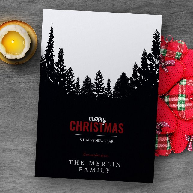 Cartão De Festividades Black Forest and Snow Merry Natal Foliday Card (Criador carregado)