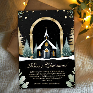 Cartão De Festividades Black Gold Church Bible Verse Christian Christmas