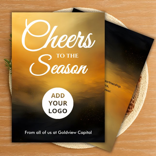 Cartão De Festividades  Black & Gold Corporate Holiday Card (Criador carregado)