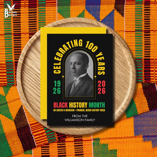 Cartão De Festividades BLACK HISTORY MONTH CENTENNIAL 100 Years BHM (BLACK HISTORY MONTH CENTENNIAL flat card to celebrate BHM centenary. Ideal souvenir card.)