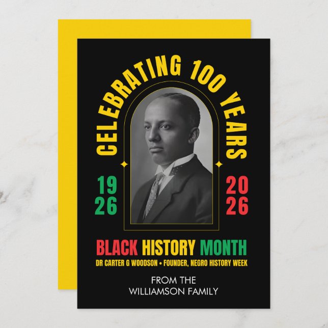 Cartão De Festividades BLACK HISTORY MONTH CENTENNIAL 100 Years BHM (Frente/Verso)