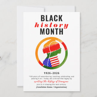 Cartão De Festividades Black History Month Centennial Formal Patriotic