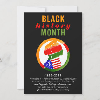 Cartão De Festividades Black History Month Centennial Formal Patriotic