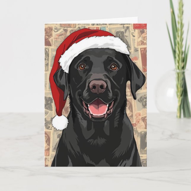 Cartão De Festividades Black lab christmas (Frente)