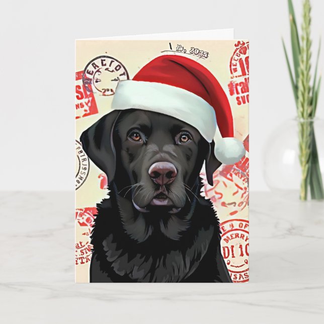Cartão De Festividades Black lab christmas (Frente)